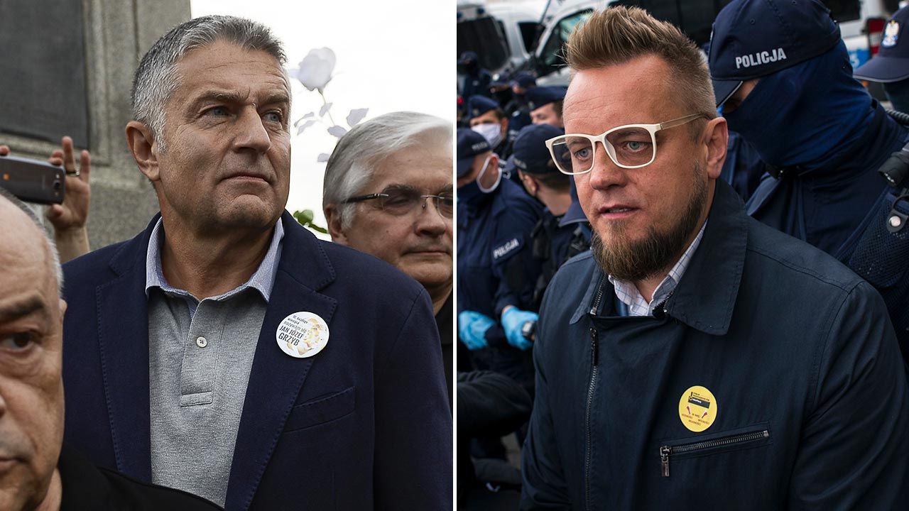 Paweł Tanajno twierdzi, że „jak w polonezie” przeszedł pod rękami funkcjonariuszy i nie forsował policyjnego kordonu (fot. Omar Marques/Anadolu Agency/Getty Images; Attila Husejnow/SOPA Images/LightRocket via Getty Images) Paweł Tanajno twierdzi, że „jak w polonezie” przeszedł pod rękami funkcjonariuszy i nie forsował policyjnego kordonu (fot. Omar Marques/Anadolu Agency/Getty Images; Attila Husejnow/SOPA Images/LightRocket via Getty Images)