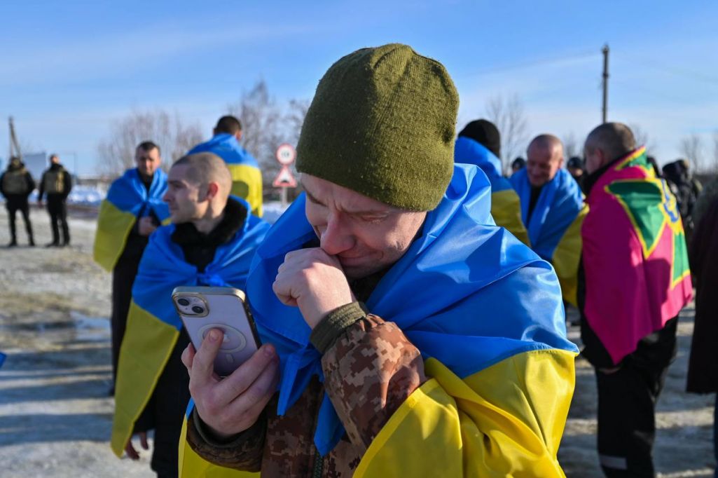 Украінцы вяртаюцца з палону, 31 студзеня 2024 года. (Фота: V_Zelenskiy_official / Telegram)