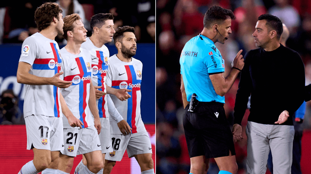 Piłkarzom Barcelony nie podobały się decyzje Jesusa Gila Manzano (fot. Getty).