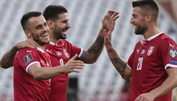 Od lewej: Filip Kostić, Aleksandar Mitrović i Sergej Milinković-Savić (fot. Getty)