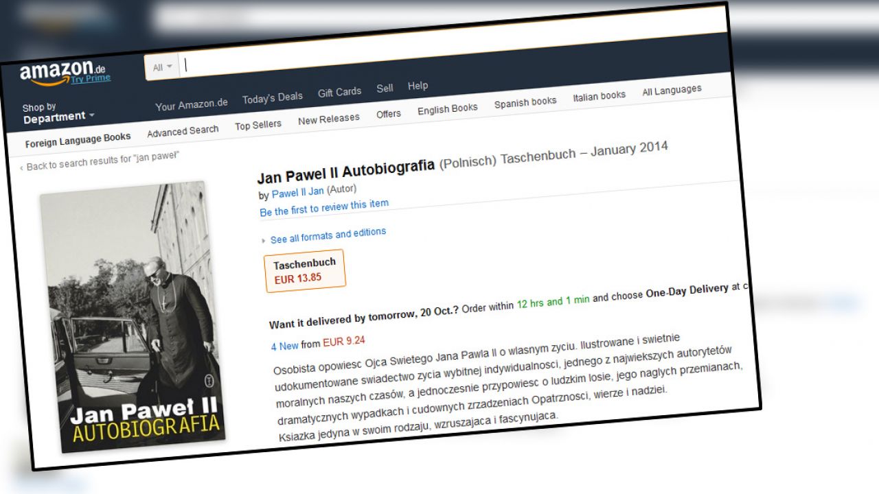 Polska wersja językowa to nie osobny sklep (fot. amazon.de) Polska wersja językowa to nie osobny sklep (fot. amazon.de)