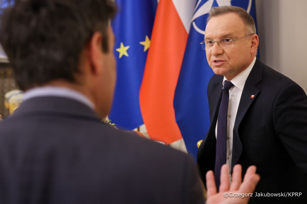 Прэзідэнт Польшчы Анджэй Дуда дае інтэрв’ю «Financial Times». Фота: Grzegorz Jakubowski / KPRP