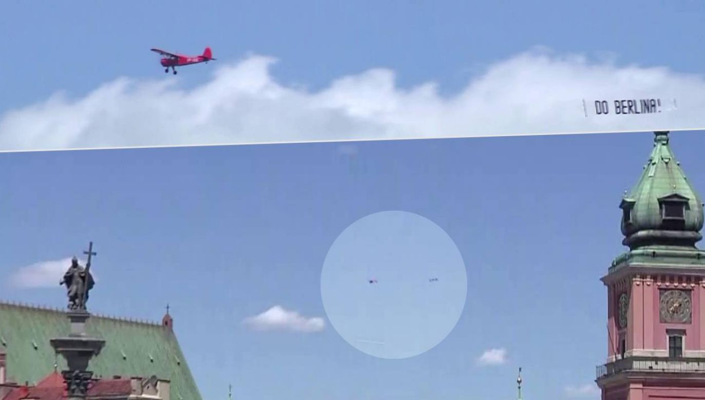 Samolot krążył nad marszem opozycji (fot. TVP Info)