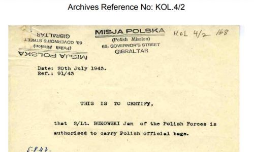 Dokument potwierdzający przekazanie przez ppor. Jana Bukowskiego papierów wydobytych z Liberatora, w którym zginął gen. Władysław Sikorski. Fot. Printscreen z https://pism.org.uk/img/archiwum/dokumenty/KOL/KOL_0004_2.pdf - s.158.