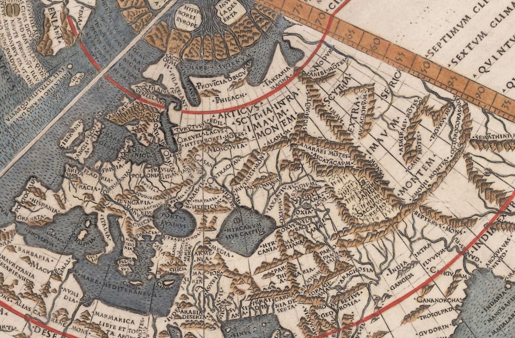 Фрагмент мапы Ёганэса Рэйша 1507–1508 гадоў, на якой на поўдзень ад Літвы і Масковіі, на правабярэжнай Украіне, напісана «Rvssia Alba» (Белая Русь). Скан: Loc.gov