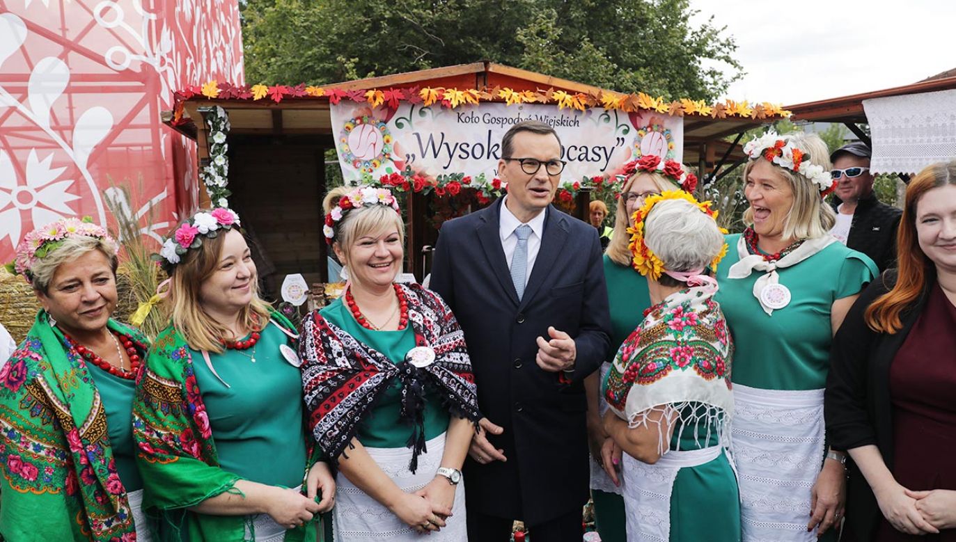 Premier Mateusz Morawiecki na obchodach święta „Wdzięczni Polskiej Wsi” (fot.  PAP/Albert Zawada)