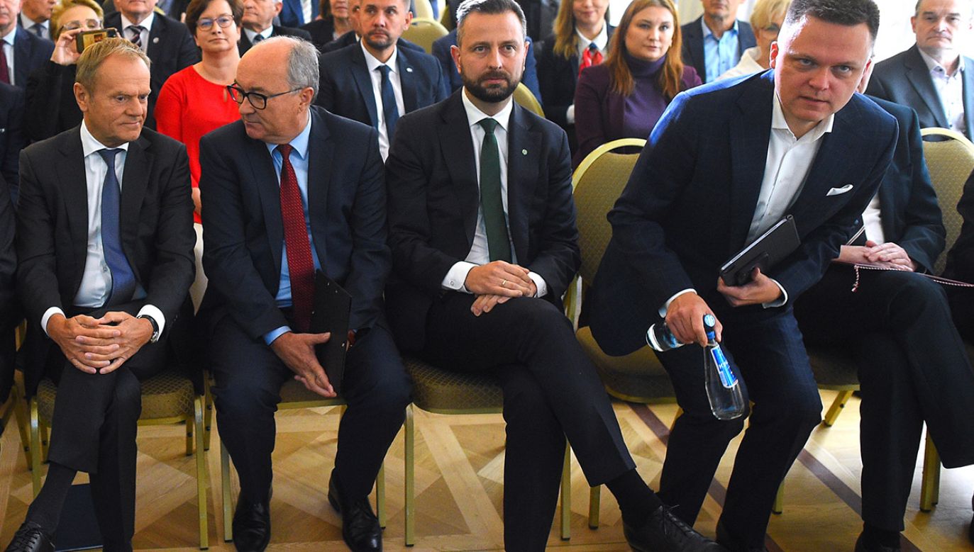 Donald Tusk, Włodzimierz Czarzasty, Władysław Kosiniak-Kamysz i Szymon Hołownia (fot. Adam Chelstowski / Forum)