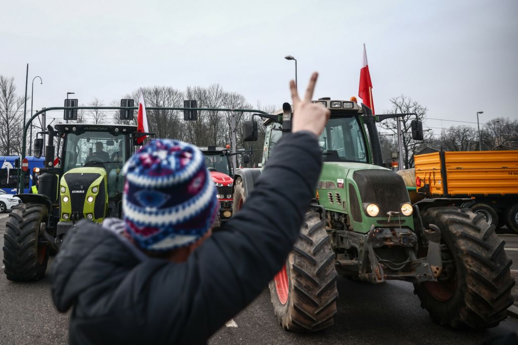 Пратэст фермераў у Кракаве, Польшча. 9 лютага 2024 года. (Фота: Beata Zawrzel / Reporter / East News)