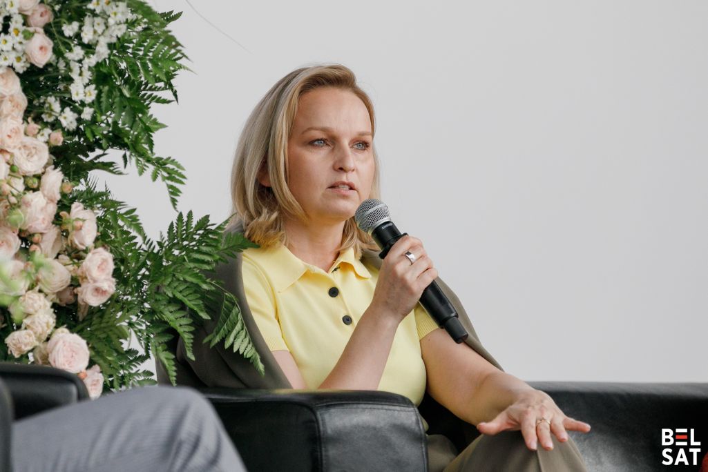 Аліна Коўшык прымае ўдзел у канферэнцыі «Reshape». Варшава, Польшча. 15 чэрвеня 2025 года. Фота: Белсат