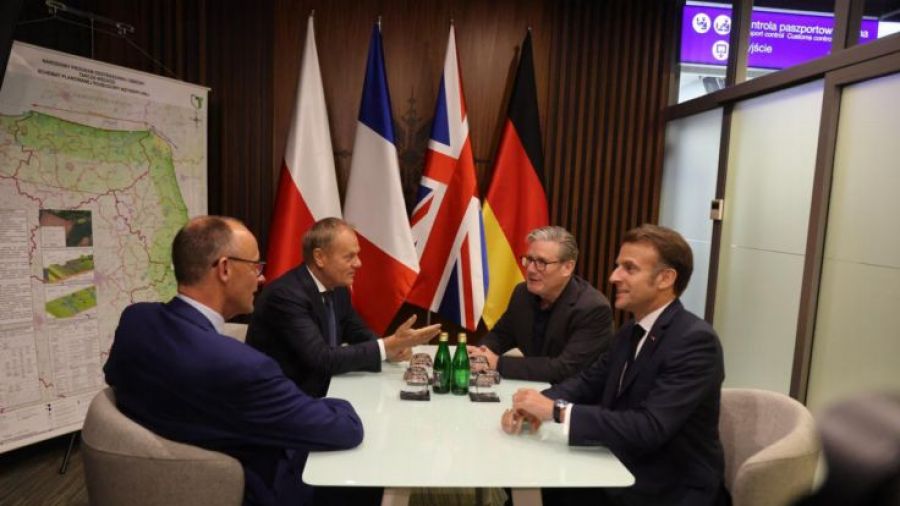 Przywódcy Polski, Francji, Niemiec i Wielkiej Brytanii spotkali się w Rzeszowie przed wyjazdem do Kijowa
