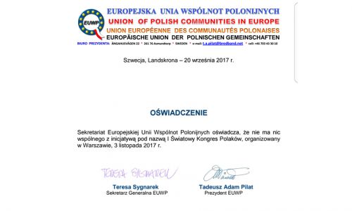 Oświadczenie Europejskiej Unii Wspólnot Polonijnych (fot. TVP Info)