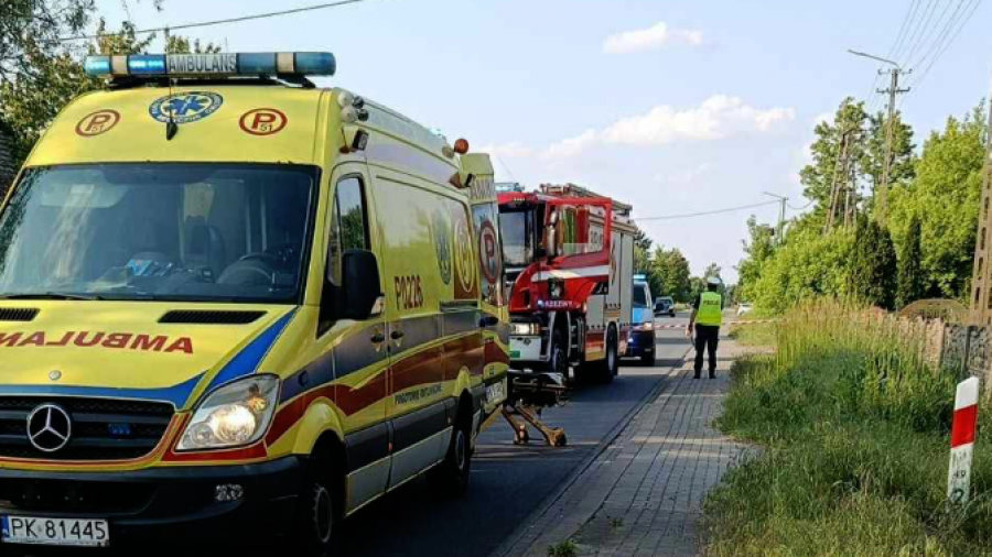 Dalki, płonący mężczyzna na wózku inwalidzkim, 75-latek w ogniu, powiat gnieźnieński (fot. zdj. ilustr., OSP Brzeziny)