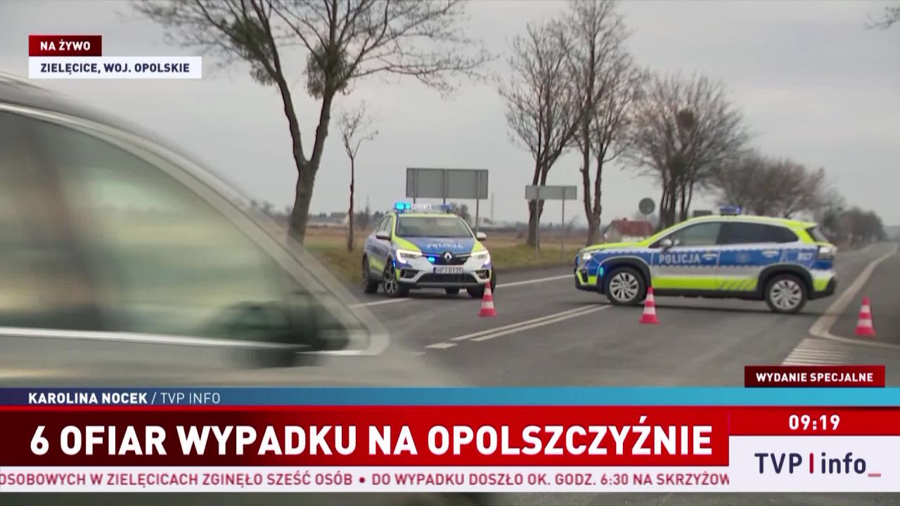 Sześć osób zginęło w środę rano na skrzyżowaniu dróg krajowych w Zielęcicach