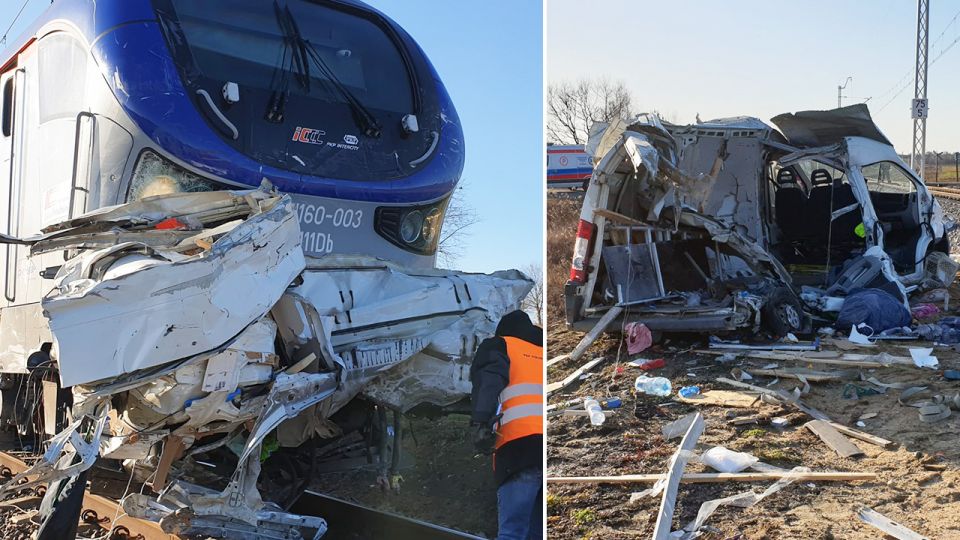 Podkarpacie: bus wjechal pod pociąg na przejeździe ...