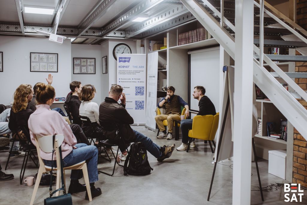 Арцём Шрайбман на сустрэчы ў «Reforum Space Warsaw» 29 студзеня. Фота: Белсат