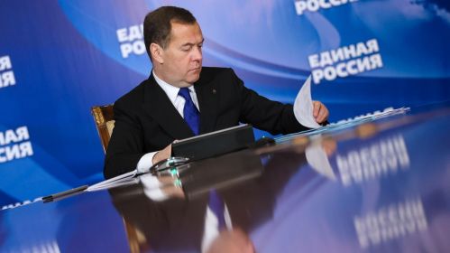 Photo: Former Russian President Dmitry Medvedev. February 15, 2021. (Photo: Yekaterina Shtukina / Pool / Tass / Forum)
