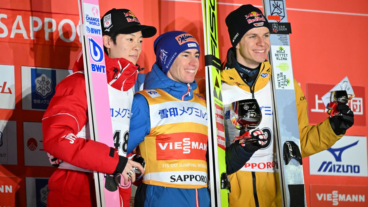 Ryoyu Kobayashi, Stefan Kraft i Andreas Wellinger (fot. Getty Images)