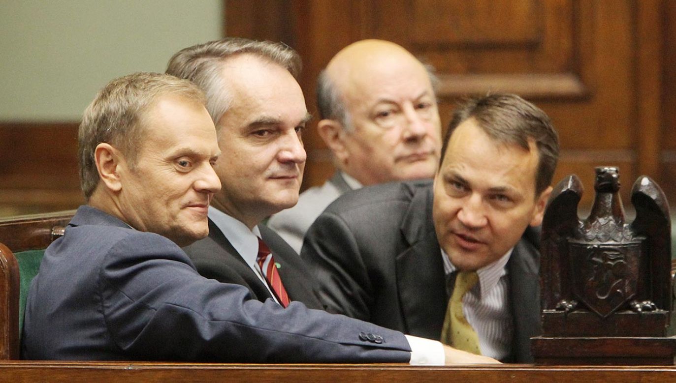 Donald Tusk,  Waldemar Pawlak, Jacek Rostowski, Radosław Sikorski podczas posiedzenia Sejmu 27 lipca 2012 r. (fot. PAP/Paweł Supernak)