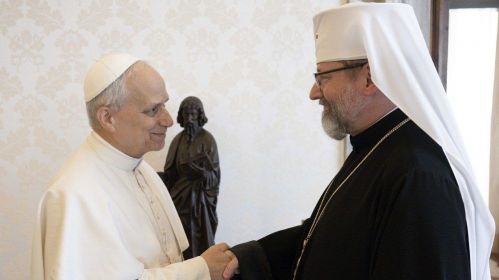 Pope Leo XIV and the head of the Ukrainian Greek Catholic Church, Archbishop Sviatoslav Shevchuk. Vatican, May 15, 2025. Photo: Vatican News