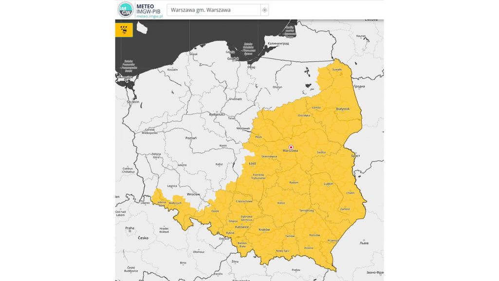 Instytut Meteorologii i Gospodarki Wodnej wydał ostrzeżenie meteorologiczne 1 stopnia przed opadami marznącymi, które obowiązuje do 14 listopada. Fot. IMGW-PIB