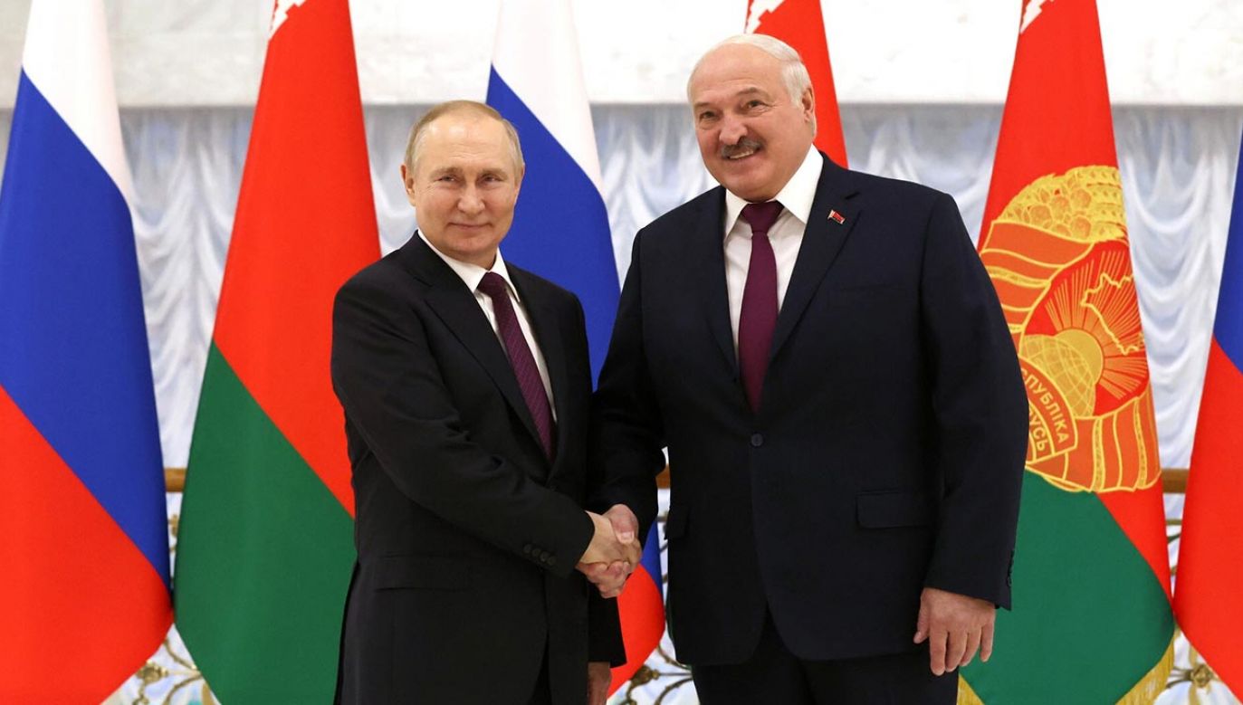 Alaksandr Łukaszenka i Władimir Putin (fot. Kremlin Press Office/Anadolu Agency via Getty Images)