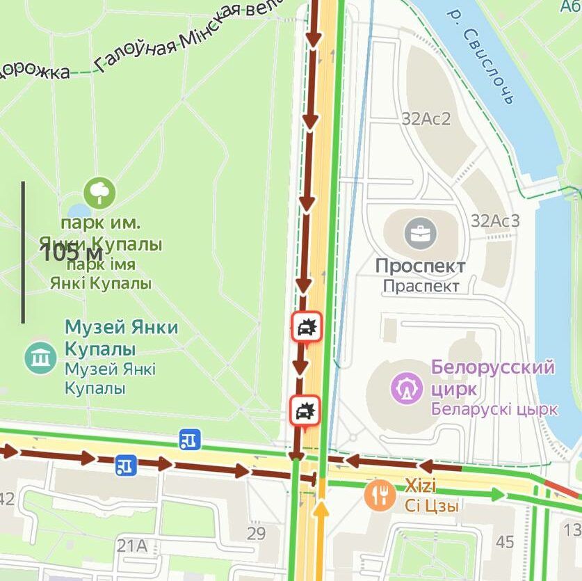 Мапа аварый 7 студзеня на праспекце Незалежнасці. (Фота: ГУУС Менгарвыканкама)