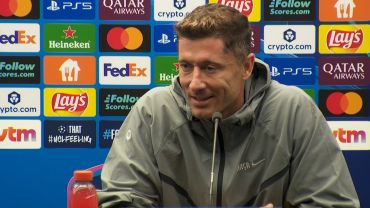 Robert Lewandowski na konferencji prasowej przed meczem FC Barcelony z Club Brugge w Lidze Mistrzów