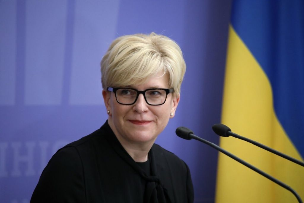 Інгрыда Шыманіце, прэм’ер-міністарка Літвы, на сустрэчы з прэм’ер-міністрам Украіны Дзянісам Шмыгалем. 10 лютага 2022 года. (Фота: lrv.lt)