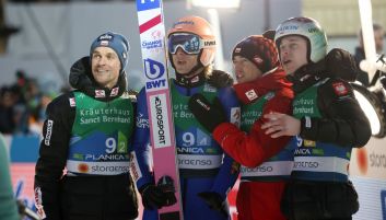 Piotr Żyła, Dawid Kubacki, Kamil Stoch, Aleksander Zniszczoł (fot. Getty Images)